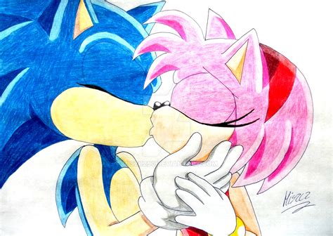 sonic kiss amy|amy and sonic kissing together.